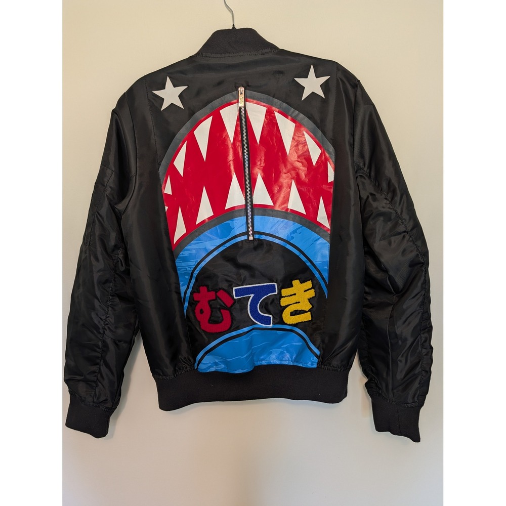 Imperious Men Black Shark Mouth Bomber Jacket Medium Graphic Full Zip